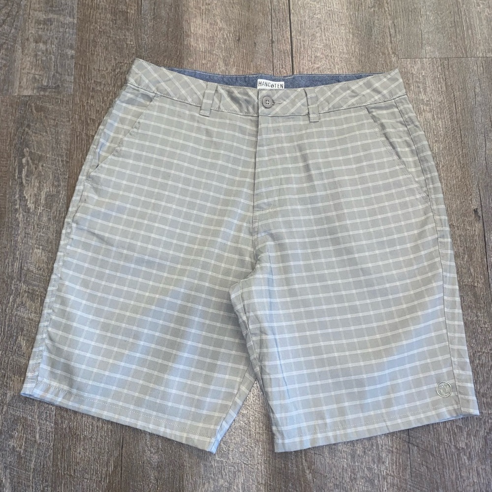 Hang ten mens hybrid gray striped shorts
